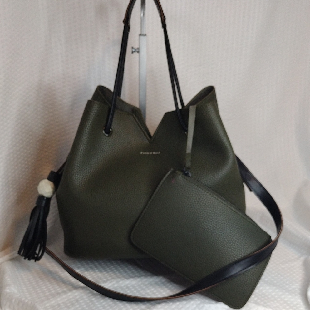Pixie Mood Jasmin Olive Green Women’s Satchel with Pouch And Tassel